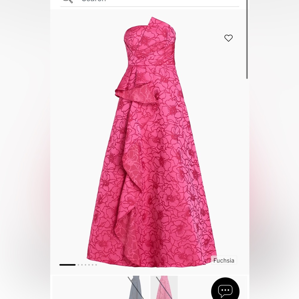 ML Monique Lhuillier Floral Jacquard Ballgown in Fuchsia, Size 4